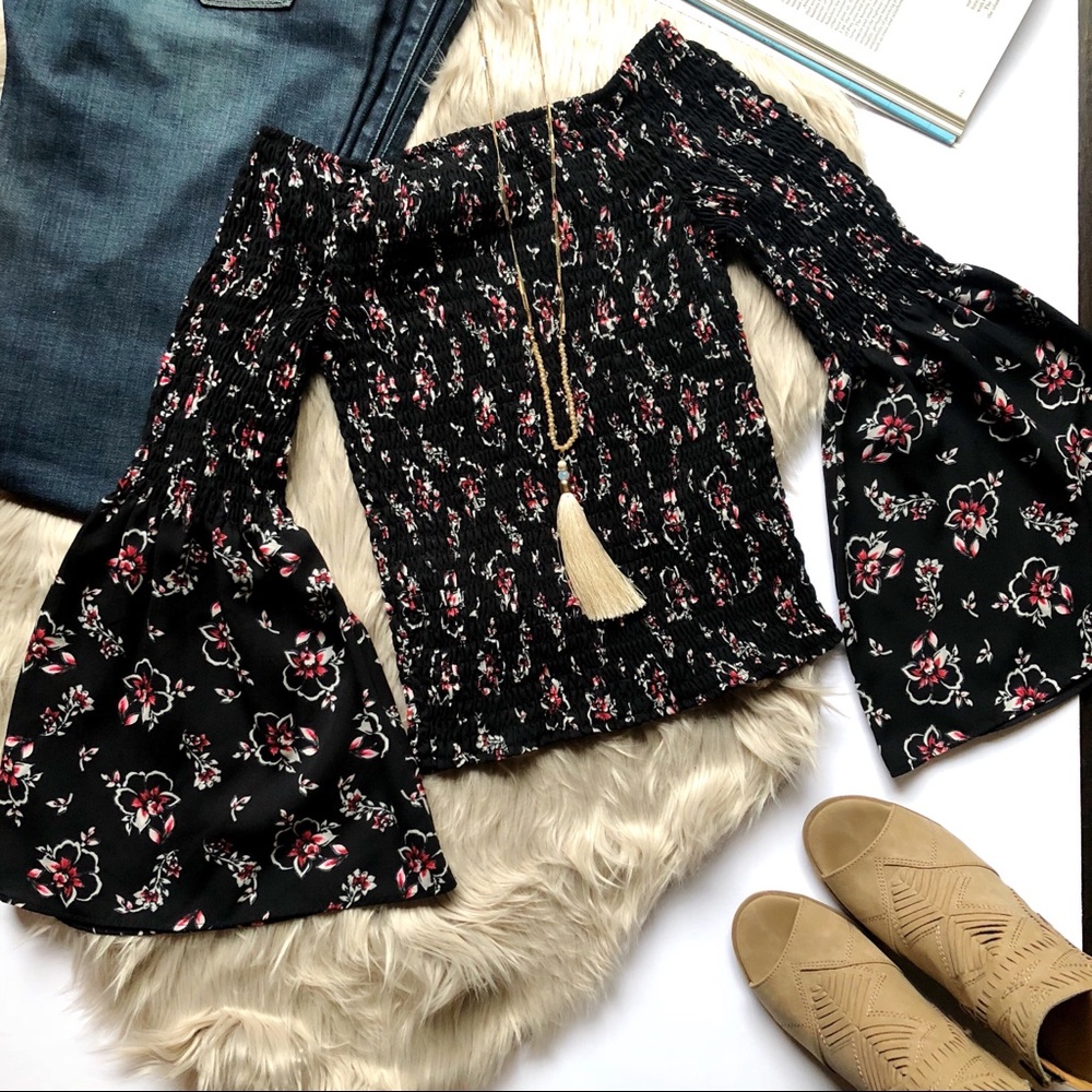 Express Bell Sleeve Off the Shoulder Top